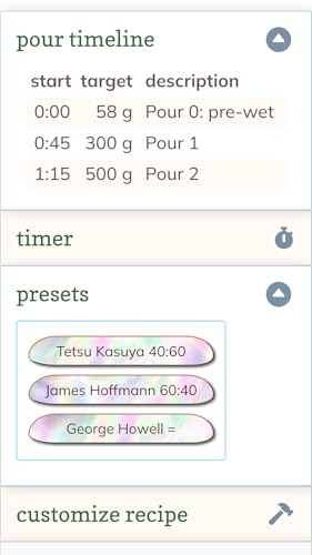 Brewfecto Coffee & Tea Brew Ratio Calculator and Pour Over Timer