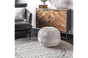 nuLOOM Berlin Casual Knitted Filled Ottoman Pouf Piuf