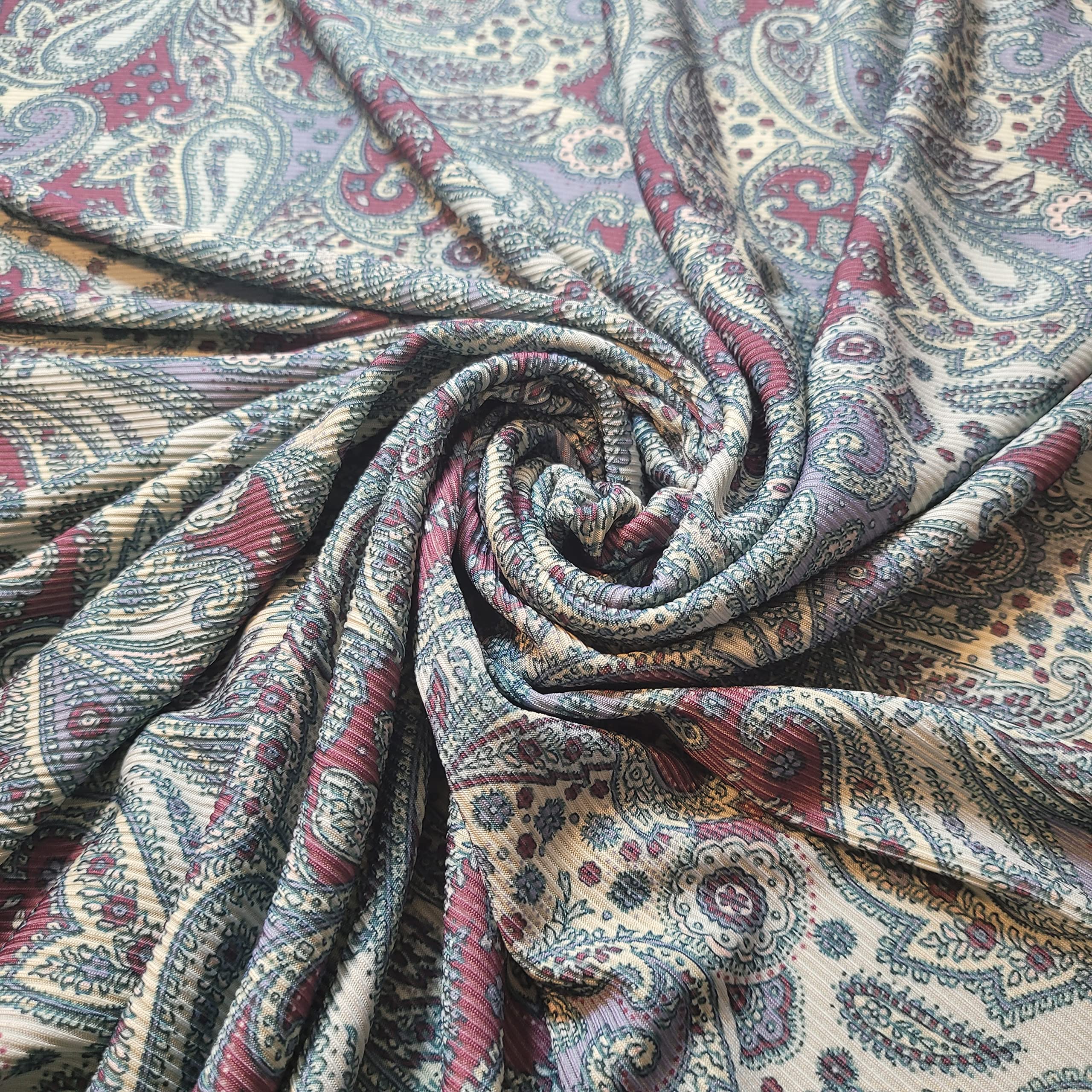 Knit Rib Elastane Waistbands Ribbing Strip Jersey Stretch Fabric Material Great Recovery Resilient Garment Cuffs Collars Welt Edge 150cm x 100cm (1 Meter Pre Cut) (Paisley) โ image 1