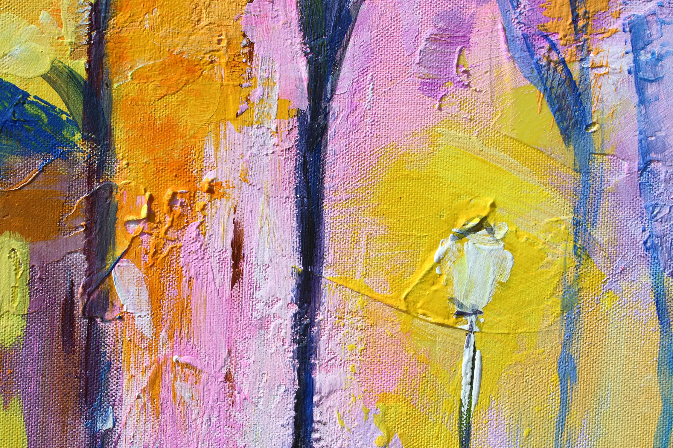 YS-Art | Dipinti a Mano Colori acrilici Serata Romantica | Quadro Dipinto a Mano | 130x70cm | Pittura | Dipinti Modern | Quadri Dipinti a Mano | Azzurro