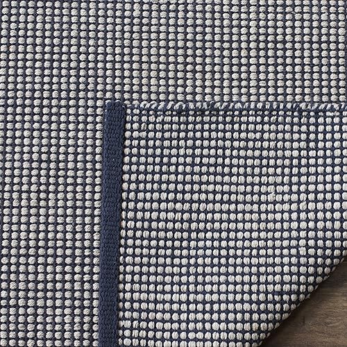 Miniatura 5 de SAFAVIEH Colección Montauk - Alfombra de área de 6 x 9 pies, color marfil y azul marino, tejido plano bohemio hecho a mano, de algodón, ideal para