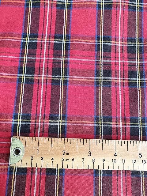 Quality Tartan Fabric - Red Royal Stewart Tartan Print - 100% Cotton Craft Fabric Material Per Metre