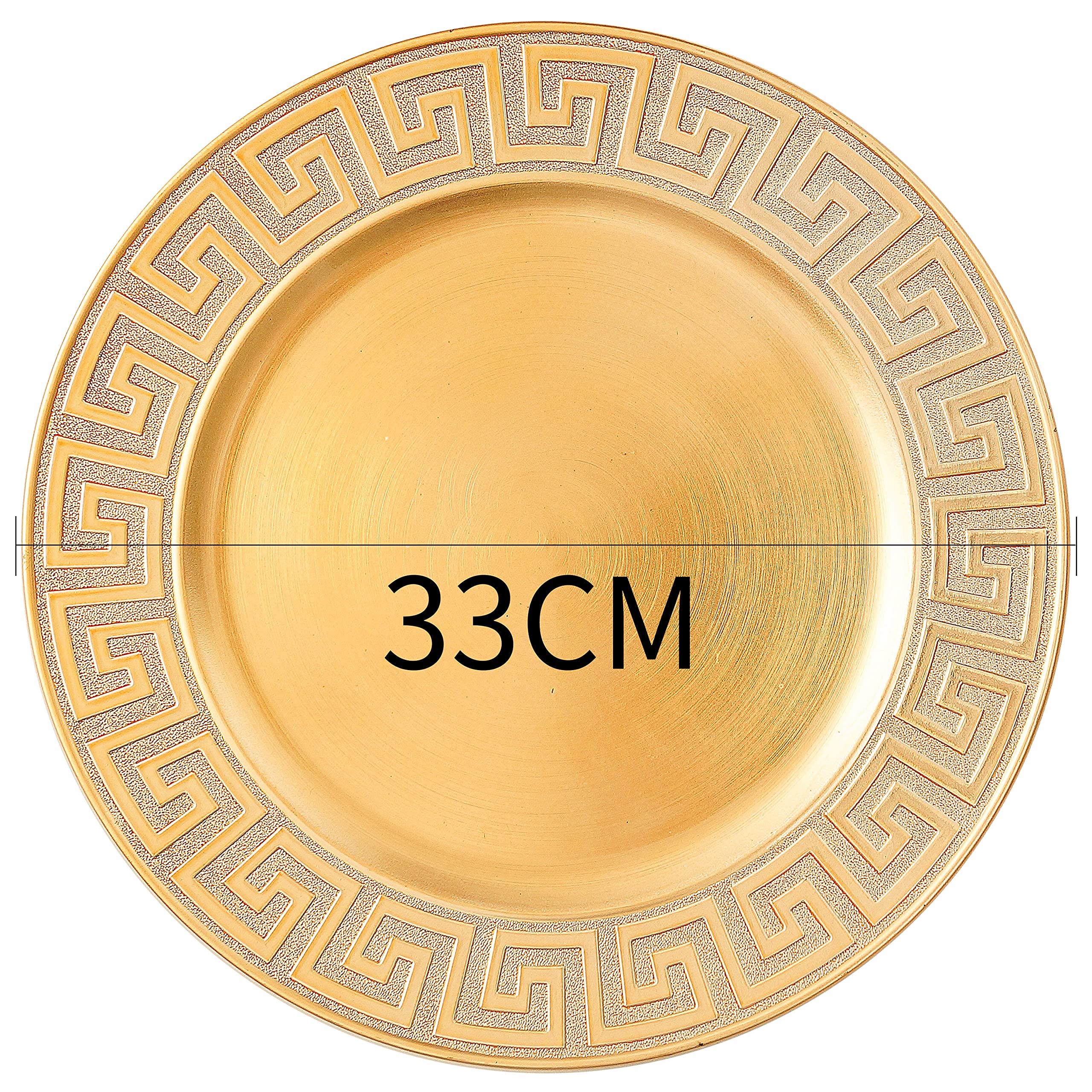 Foraineam Goldene Platzteller 33,8 Cm – 12 Stück, Kunststoff, Dekorativ Mit Blumenrand, Für Hochzeit, Party, Catering