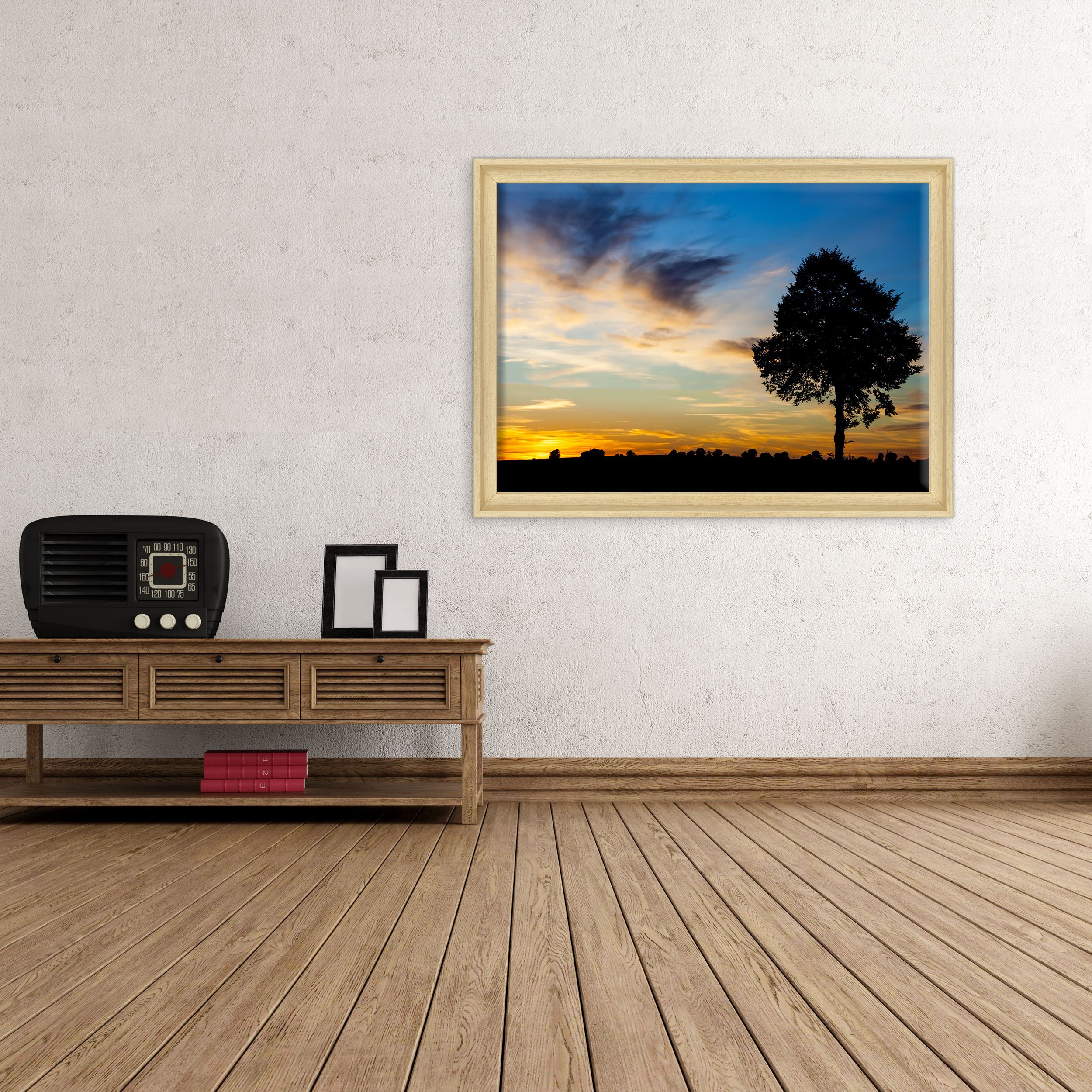 Cuadro sobre lienzo Canvas – ConKrea – Listo para colgar – atardecer de campo