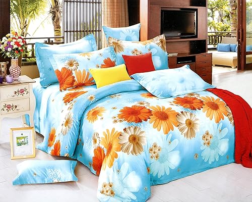 Miniatura 5 de Swanson Beddings Juego de ropa de cama reversible de 3 piezas con estampado floral y rayas verdes y florales 100% algodón funda nórdica y dos fundas
