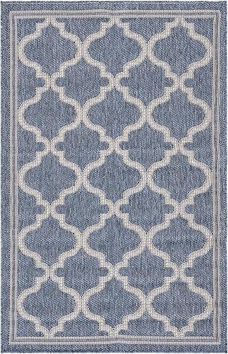 Miniatura 10 de MARTHA STEWART x SAFAVIEH MSRO336G - Alfombra de 6 pies 7 pulgadas x 9 pies, color plateado y gris, para interiores y exteriores, impermeable, fácil