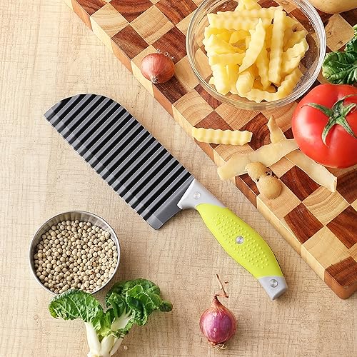 Miniatura 7 de Cortador de papas fritas para papas fritas, cortador de arrugas para verduras, papas, pepino, zanahoria y fruta, con mango antideslizante, apto para