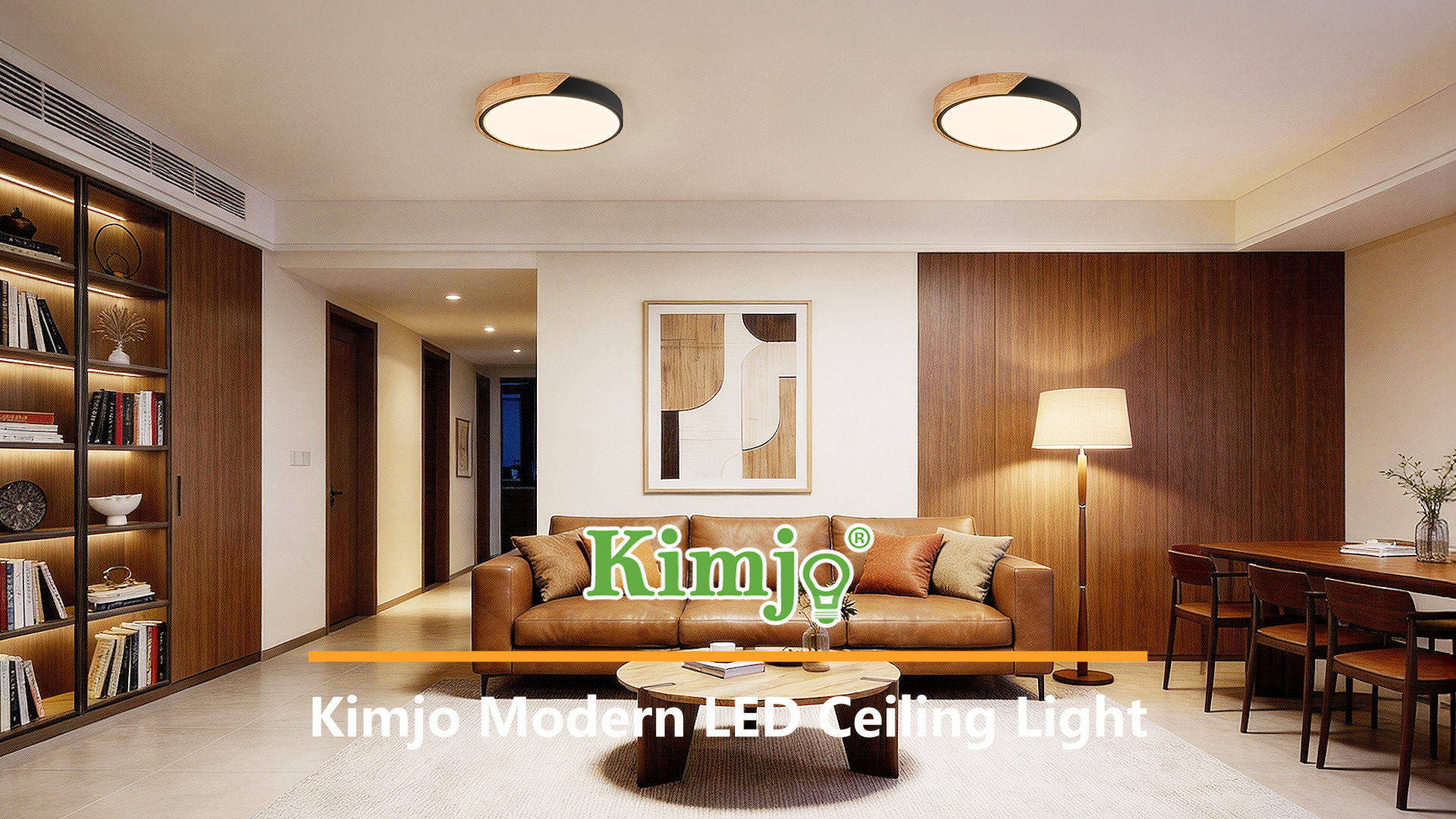 Image of 11.8 Inch Wood LED Flush Mount Ceiling Light 3000K, Black