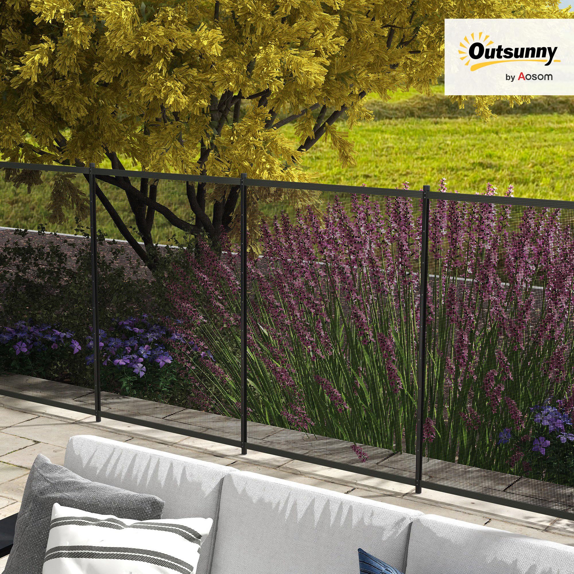 Outsunny Clôture Barrière de Sécurité pour Piscine Lot de 4 365x126cm Noir