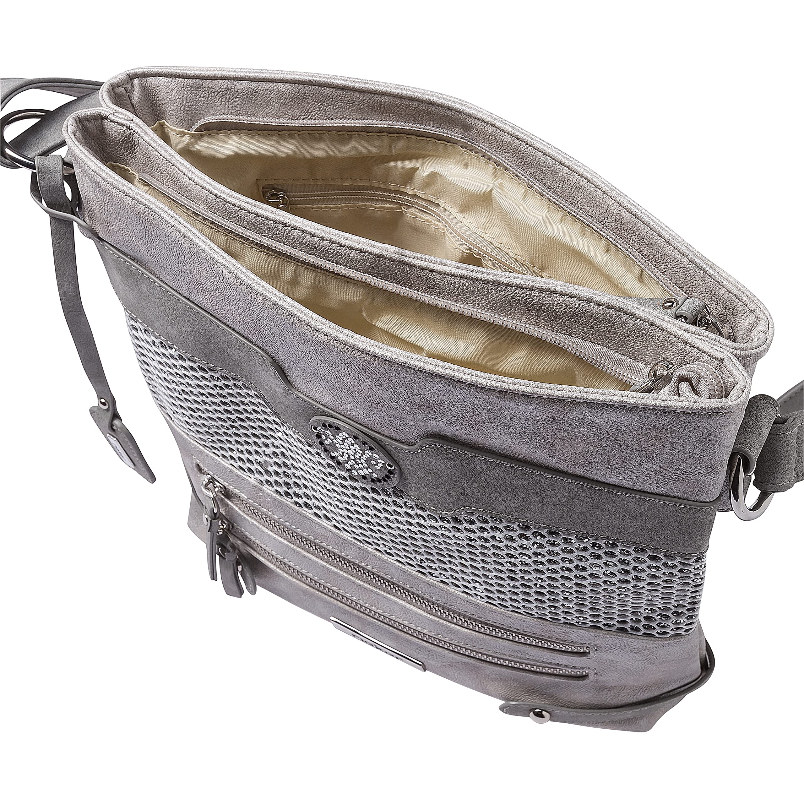 Rieker H1346-16 Damen Umhängetasche Synthetik blau/silber