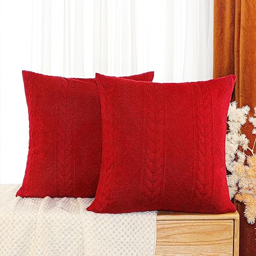 Miniatura 3 de Uhomy Paquete de 2 fundas de almohada decorativas rojas de Navidad de 12 x 20 pulgadas, fundas de cojín cuadradas suaves de lujo, decoración del