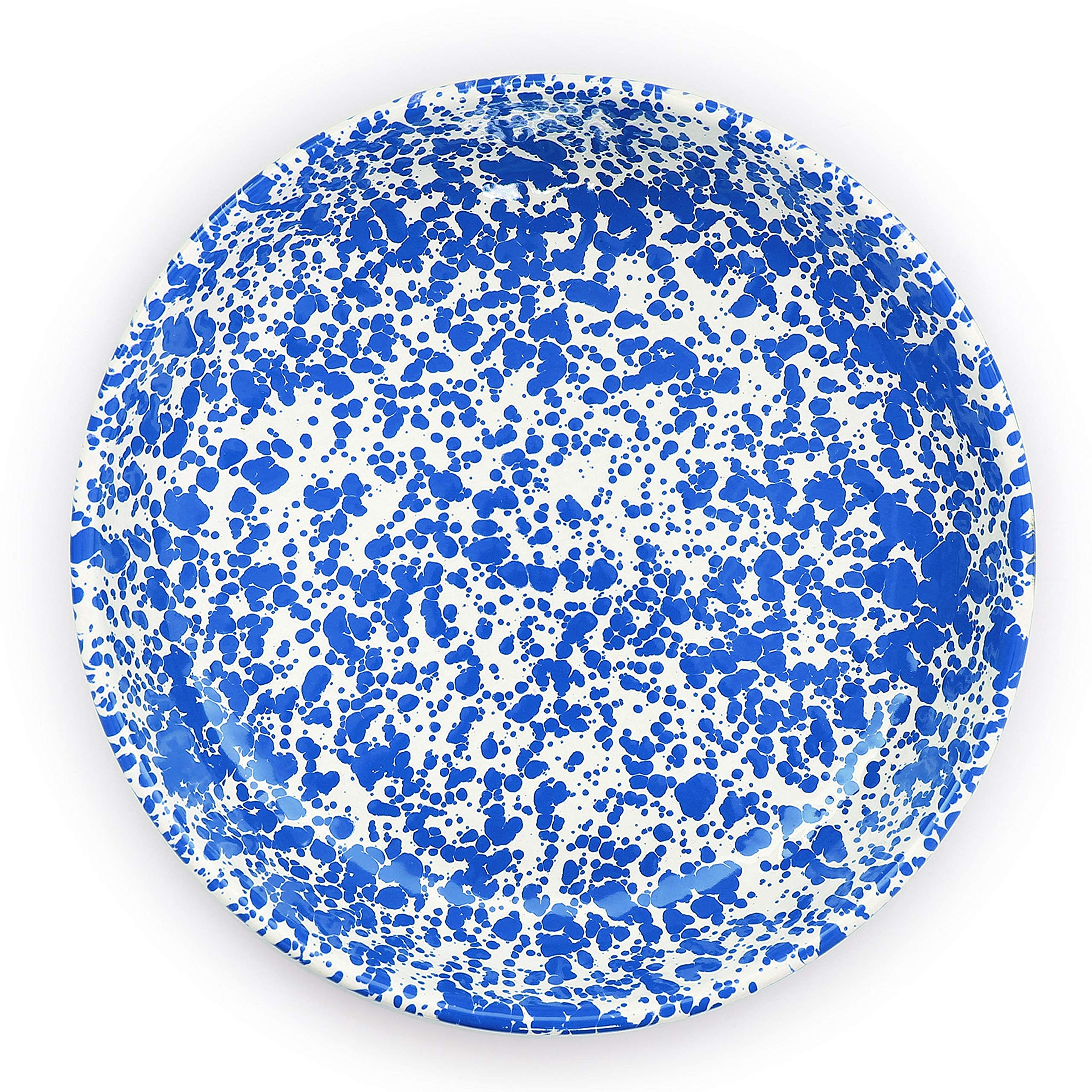 Crow Canyon Home Enamelware Pasta Plate, 10.5 inch, Blue/White Splatter (Single)
