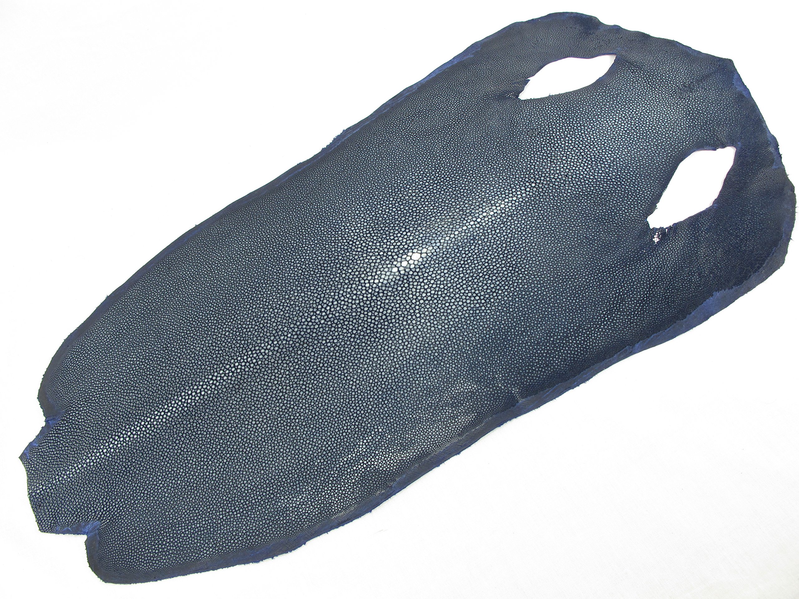 PELGIO Genuine Polished Stingray Shagreen Skin Leather Soft Hide Pelt Grade A (Steel Blue, 5" x 12")