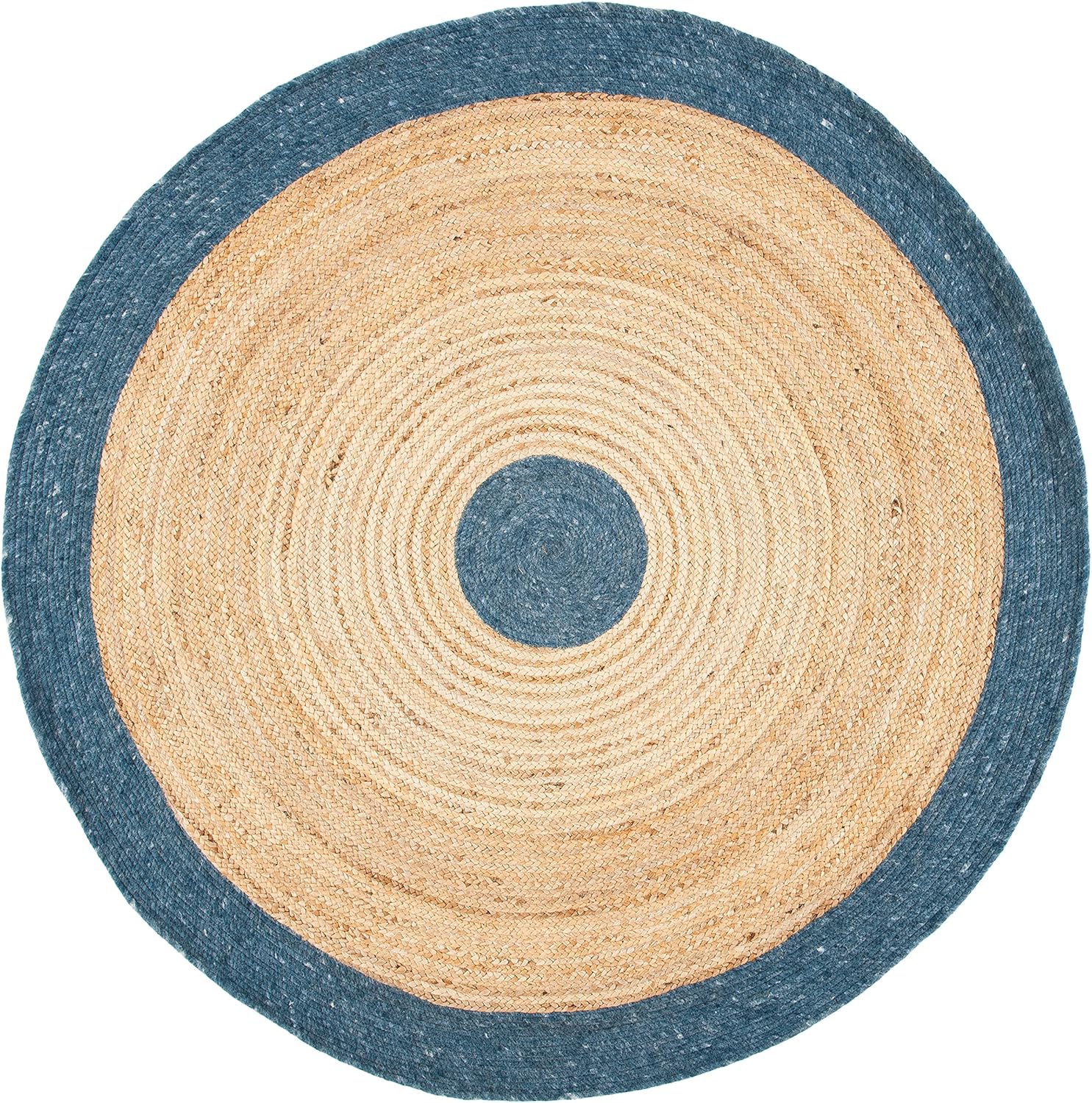 SAFAVIEH Braided Collection 6' Round Navy / Natural BRD910N Handmade Country Cottage Reversible Jute Area Rug