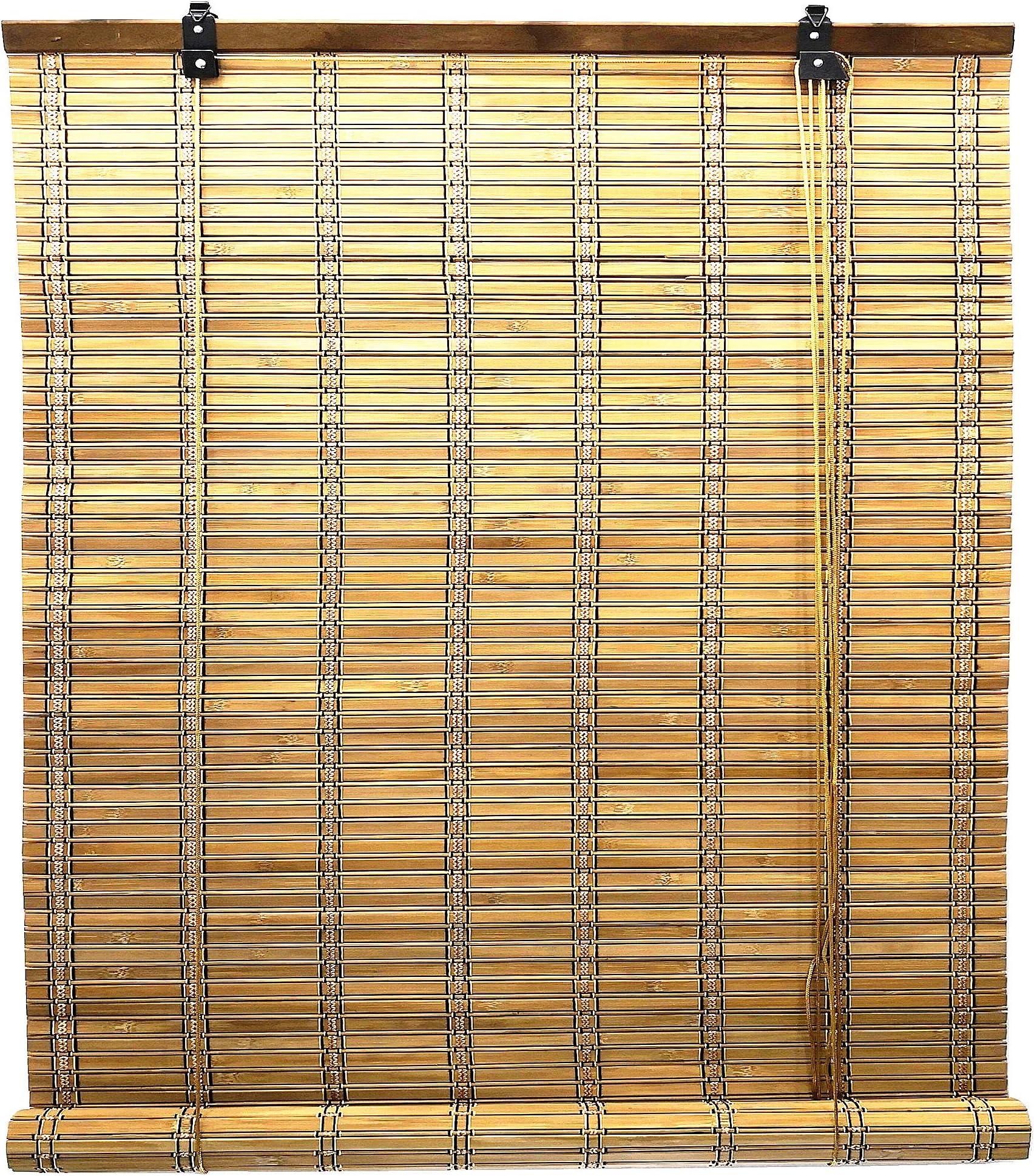 Wooden roller blinds/Vertical blackout blinds/Bamboo venetian blinds with Side Pull for Windows and Doors (90 x 175 cm (35.4" x 68.9"), Brown)