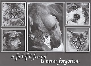 Pet Sympathy Loss of Pet Dog Cat - A Faithful Friend is Never Forgotten. They May Be Gone From Sight, but Never Our Memory; Gone From Our Hearing, but Never Our Hearts; Gone From Our Touch, but Their Presence is Felt; and the Love They Gave Us Never Departs. With Sympathy