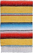 El Paso Designs Serape falsa Blanket- 57"x74" Classic Mexican Serape Pattern in Vivid Color- Hand Woven Acrylic Falsa Blanket. (Yellow)