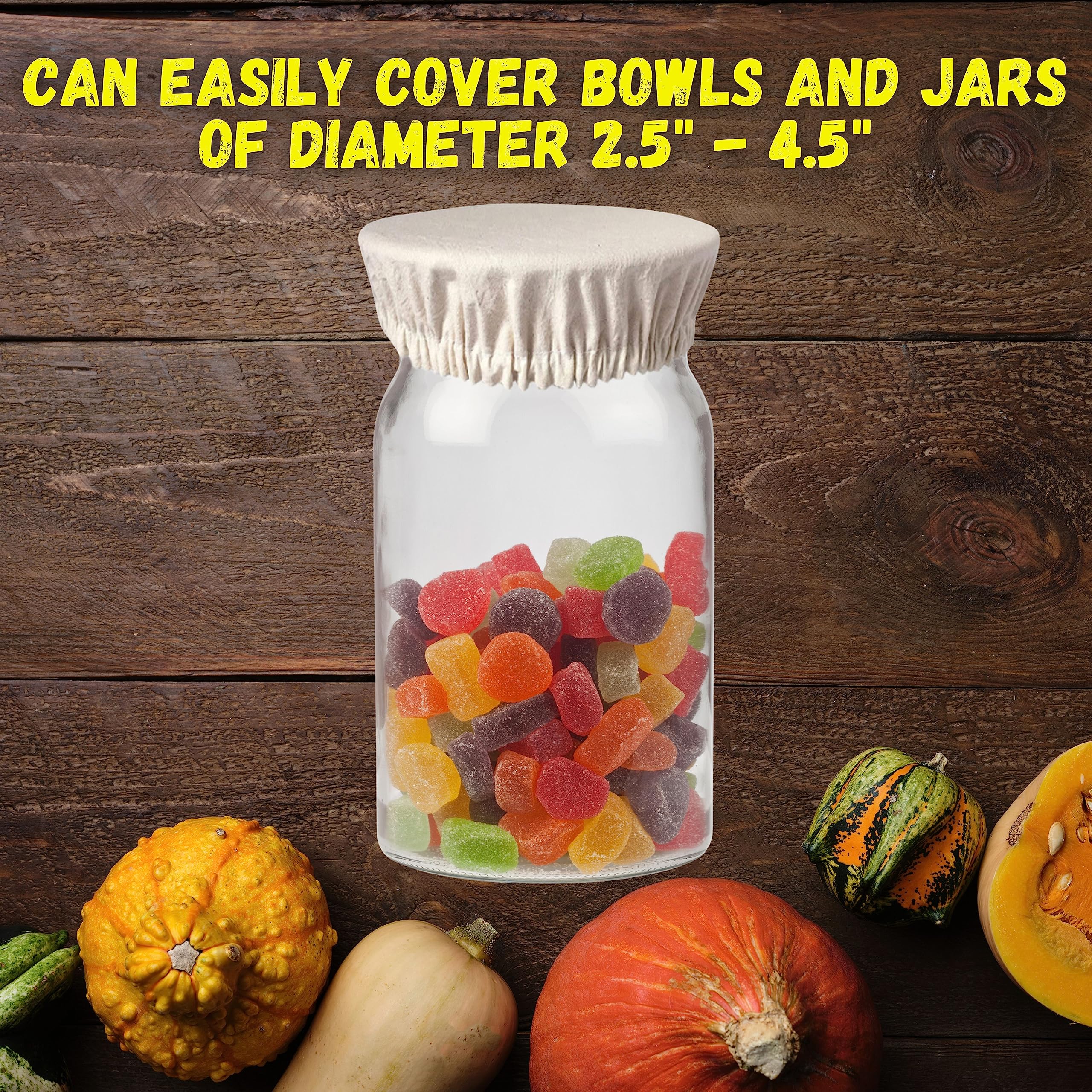 5-Pack Linen Jar Covers – Unbleached Cotton Fermentation Lids With Rope & Rubber Bands
