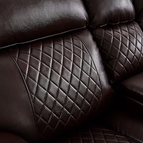 Miniatura 5 de ERDAYE Corner Living Room Motion Sectional Sofa PU Leather L Shape Manual Reclining Couch with Cup Holders and Storage Boxs for Villa Home Apartment