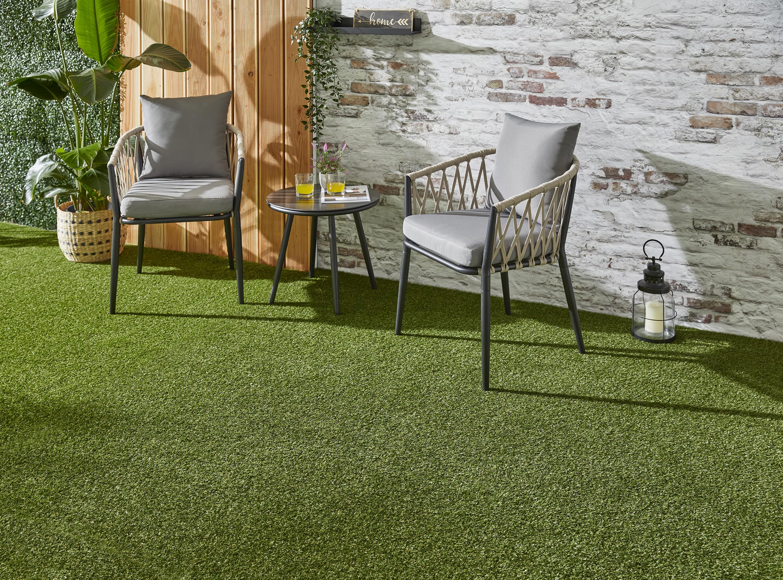 andiamo Kunstrasen Jever – wetterfester Rasenteppich für Balkon, Terrasse & Garten, natürlich grün, 22 mm Gesamthöhe, mit Drainagelöchern & UV-Schutz, leicht zu verlegen, 200 x 100 cm