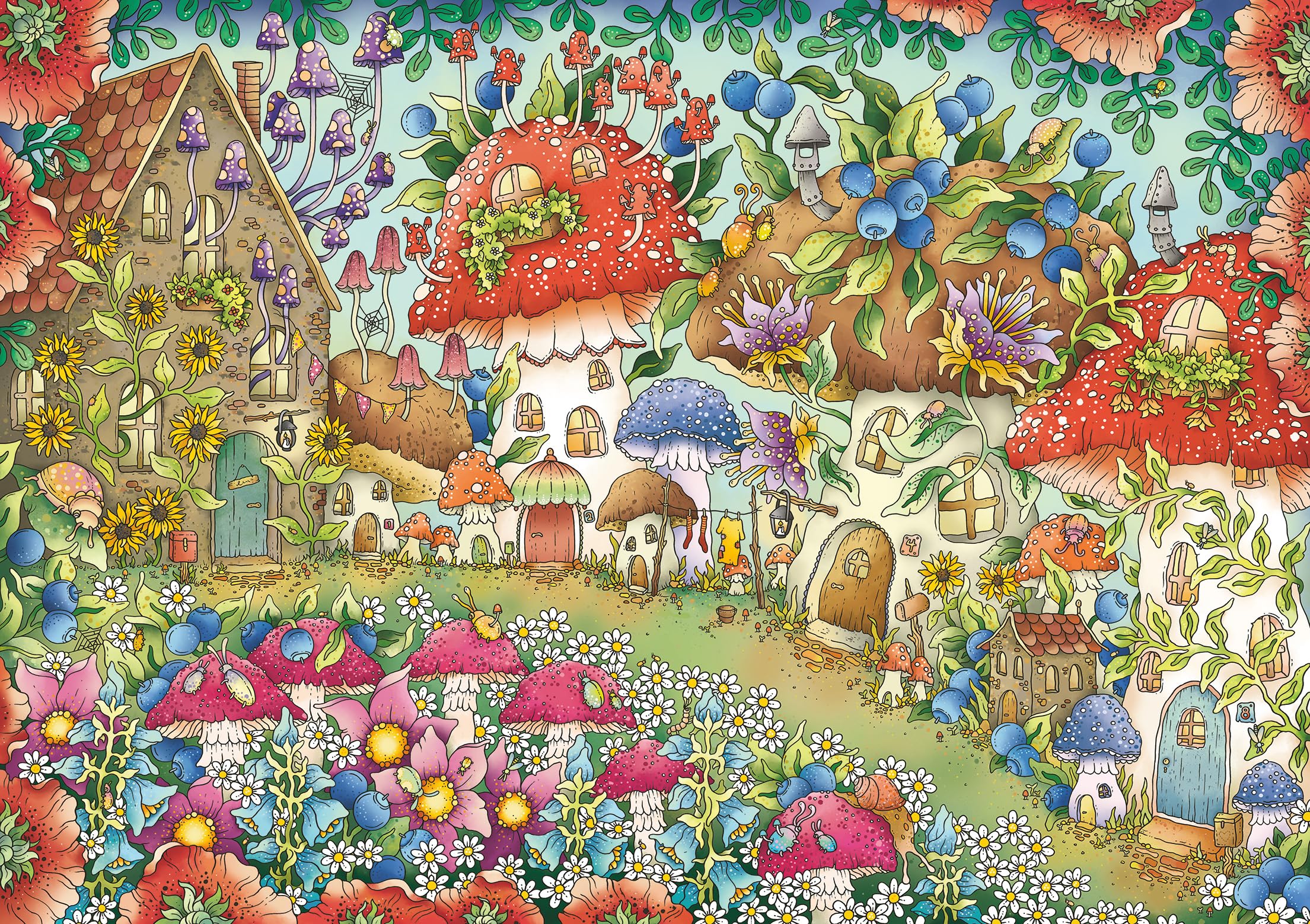 Ravensburger Girls Floral Mushroom Houses 1000 Piece Jigsaw Puzzle
