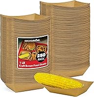 Vista 8 de Paquete de 100 bandejas de comida de papel kraft marrón de 2 libras, bote de comida de papel resistente, bandejas desechables para aperitivos