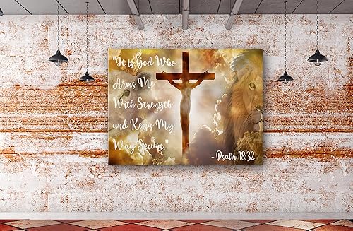 Miniatura 6 de SpiritualHands Decoración de pared de Jesús, póster de pared con cruz cristiana, arte de pared con texto en inglés Judah Religios, lienzo enmarcado