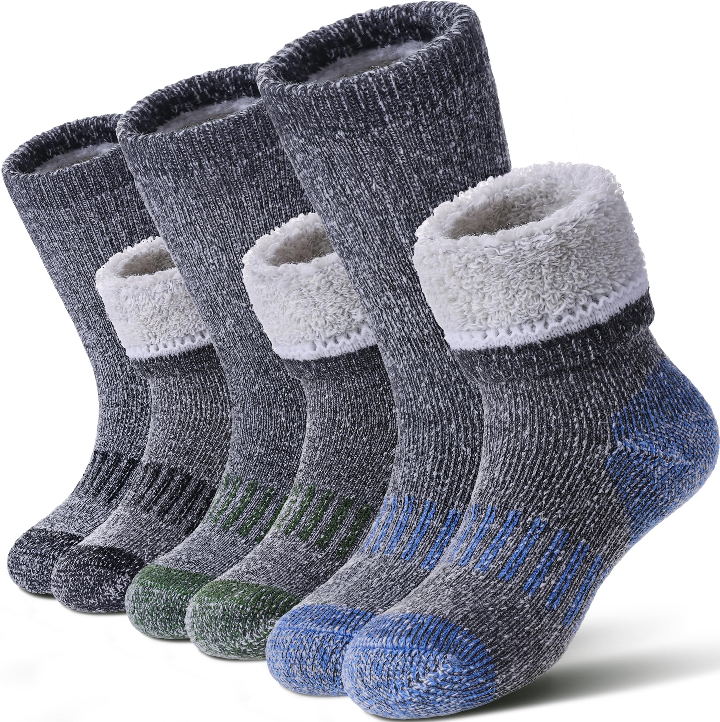 Kids Merino Wool Hiking Socks Boys Girls Winter Thermal Warm Thick Cozy Cushion Boot Crew Socks