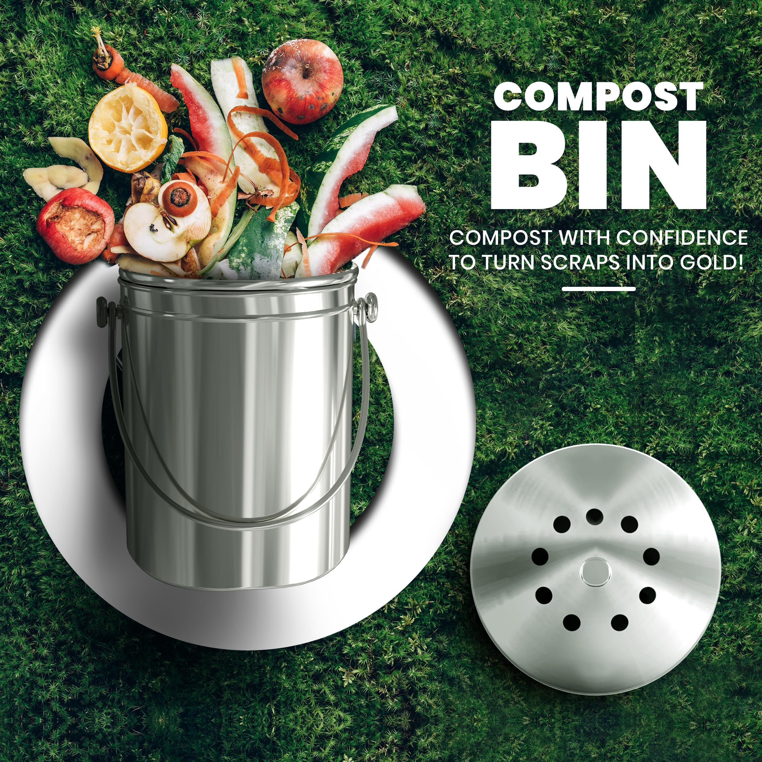 Countertop Compost Bin - Stainless Steel -2
