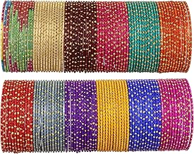 NMII Multicolour Metal Bangles Set with Golden Polka Dots & Cutting Design For Women & Girls | Women's Bangles Combo | Traditional Design Golden Bangles | Chudi Set- Pack of 144 Bangle