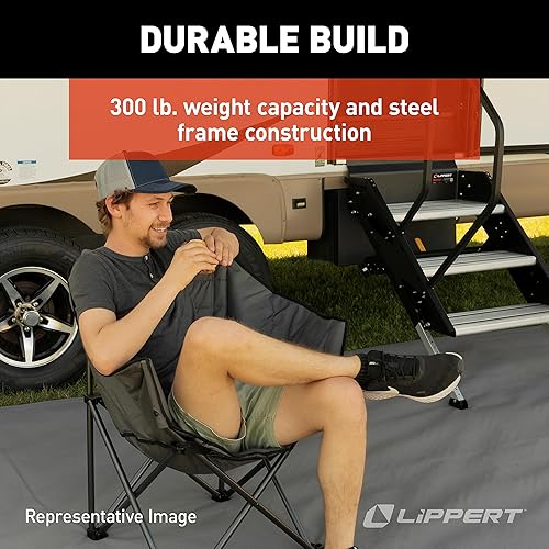 Miniatura 6 de Lippert Campfire Deluxe - Silla plegable Mossy Oak Original Bottomland Camo, alto loft, silla de cojín plegable, soportes de doble taza, tela de