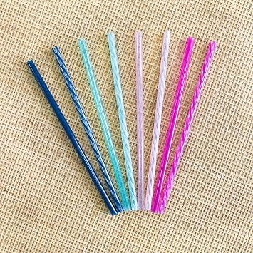 Ello Impact 8 Pack Reusable Plastic Straws, Dishwasher Safe, BPA-Free with Cleaning Brush,Rosewater