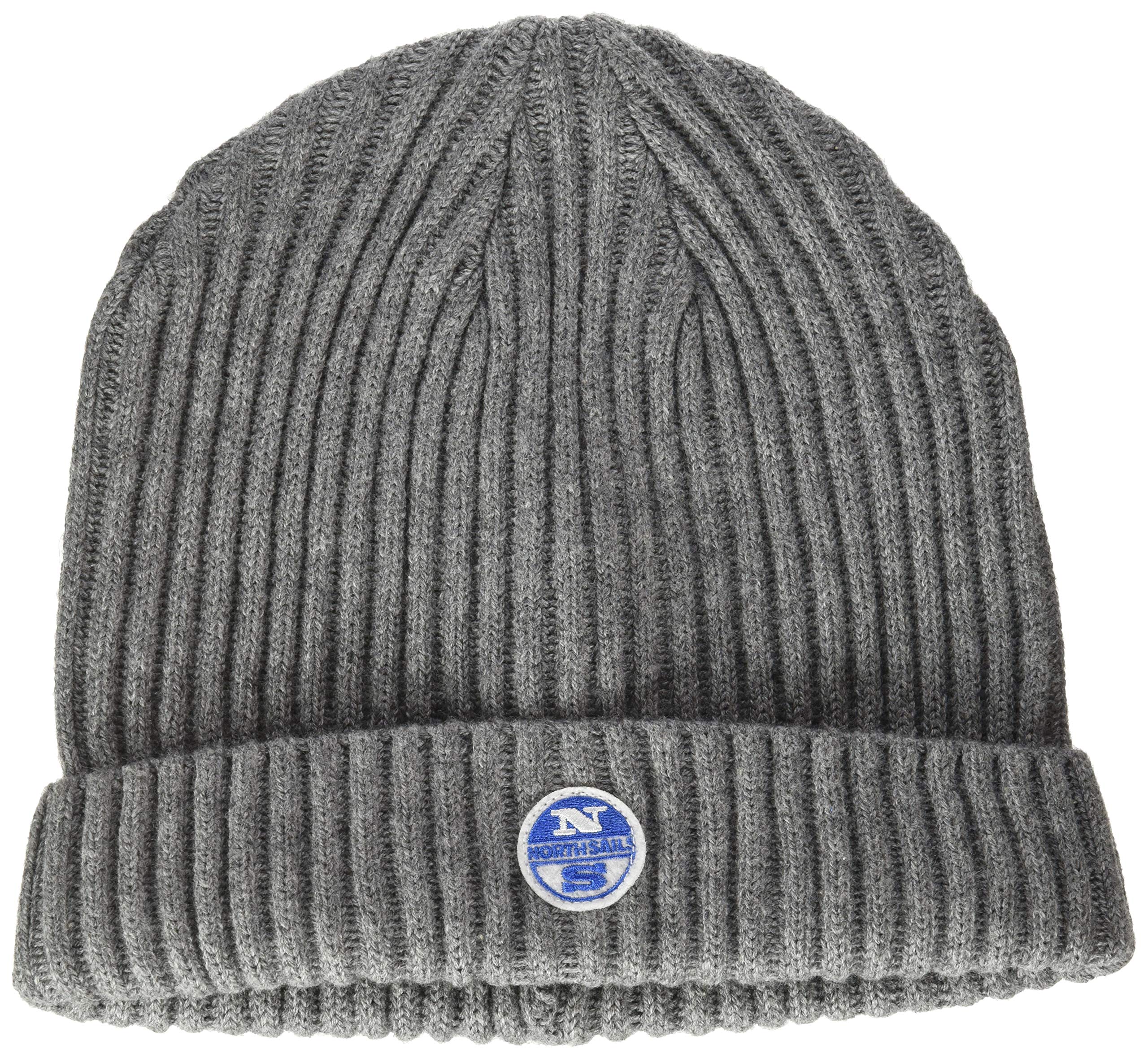 North Sails Beanie In Misto Lana E Cotone | Grigio Melange | Unisex Con Risvolto E Patch Logo