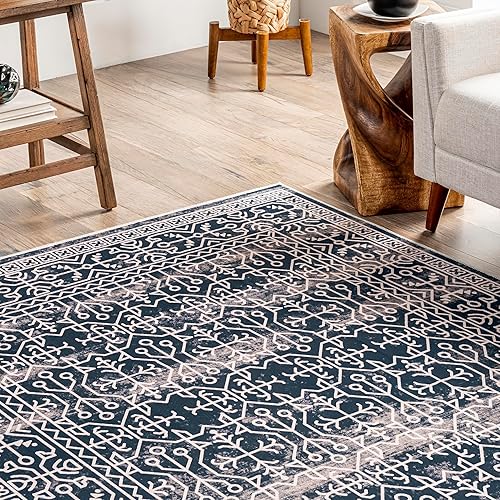 Miniatura 9 de nuLOOM Beverly - Alfombra lavable a máquina, de inspiración global, 4 x 6, color azul marino