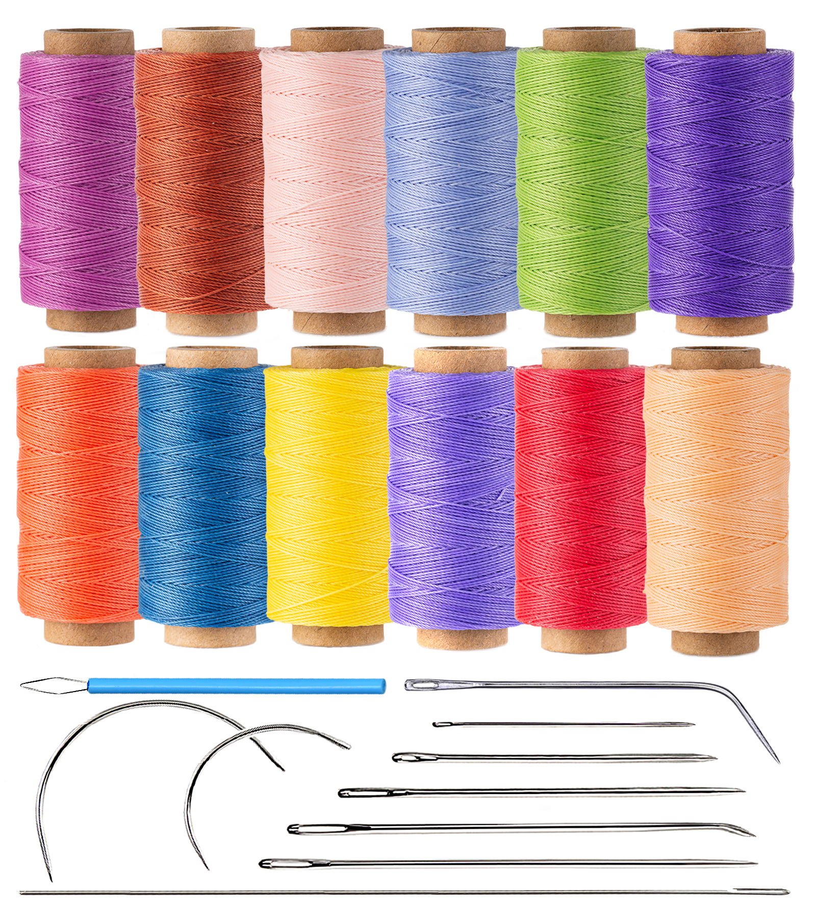 Set de 12 hilos encerados multicolor 0.45mm para costura miniatura 7