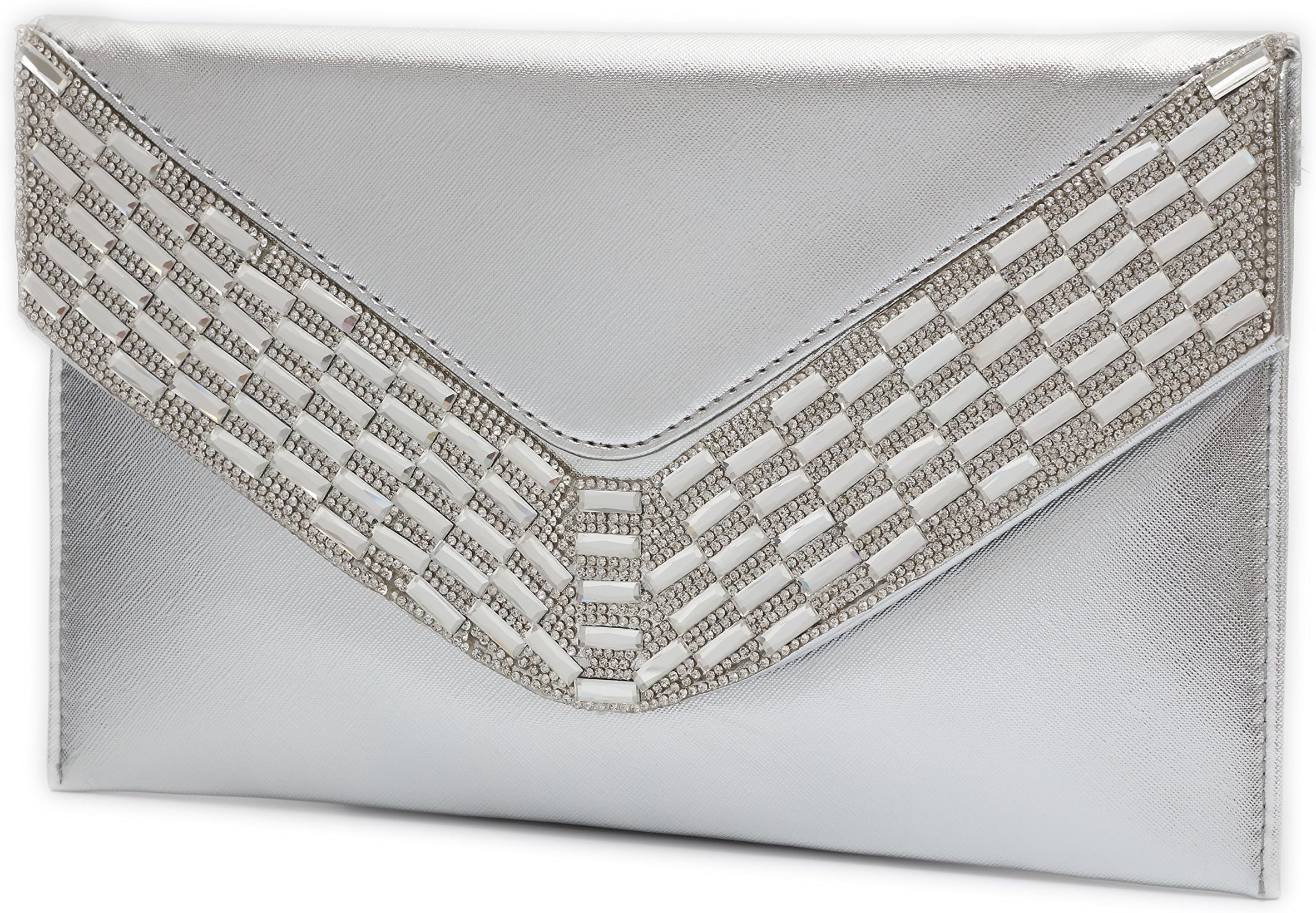 Clutch Purse for Women Crystal Evening Bags and Clutches Rhinestone Evening Handbags (Silver-A)