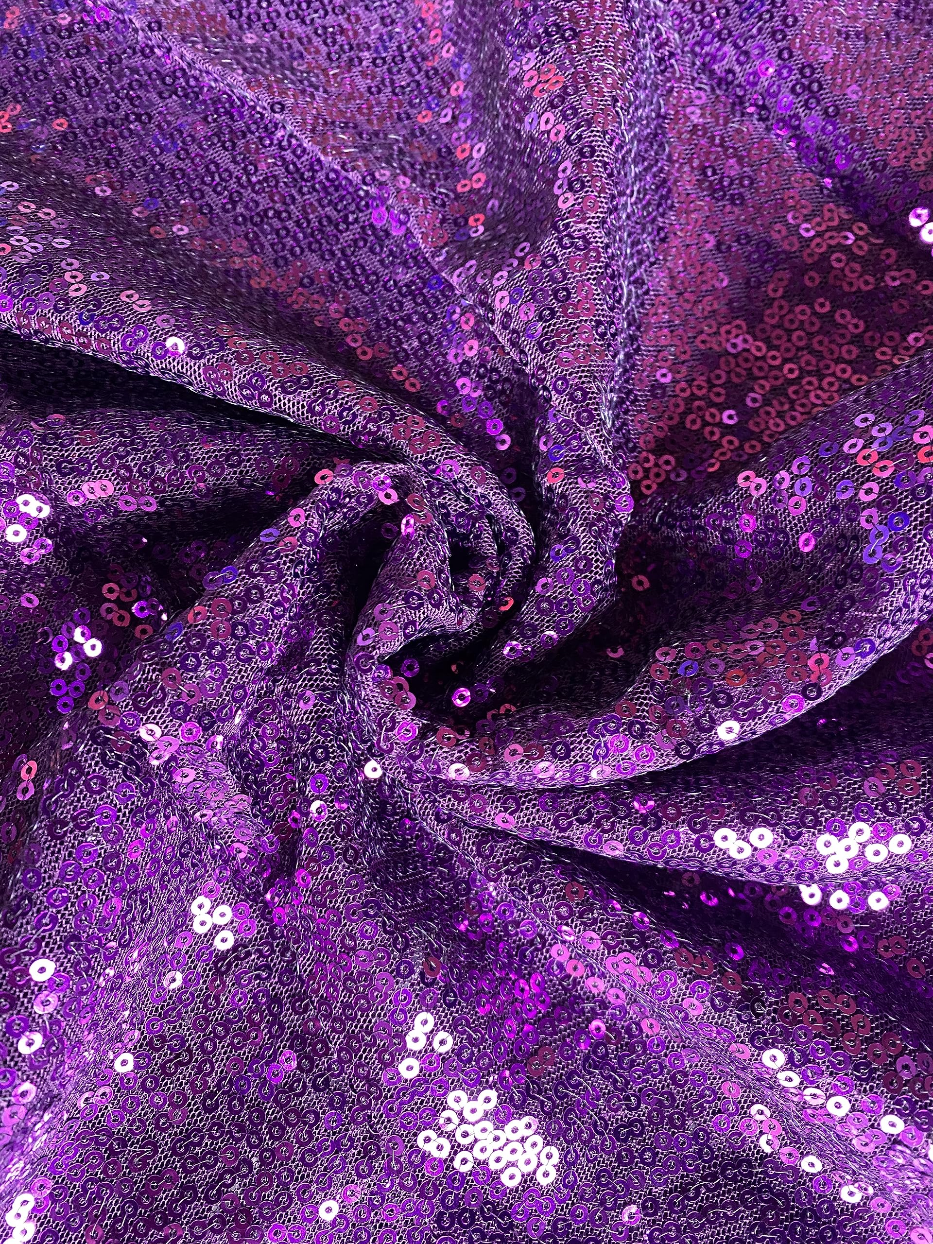 Fancy Textiles Heavy Sequin Sparkly Decorations Material Dress Making Fabric (2 Meter, Purple) — image 1