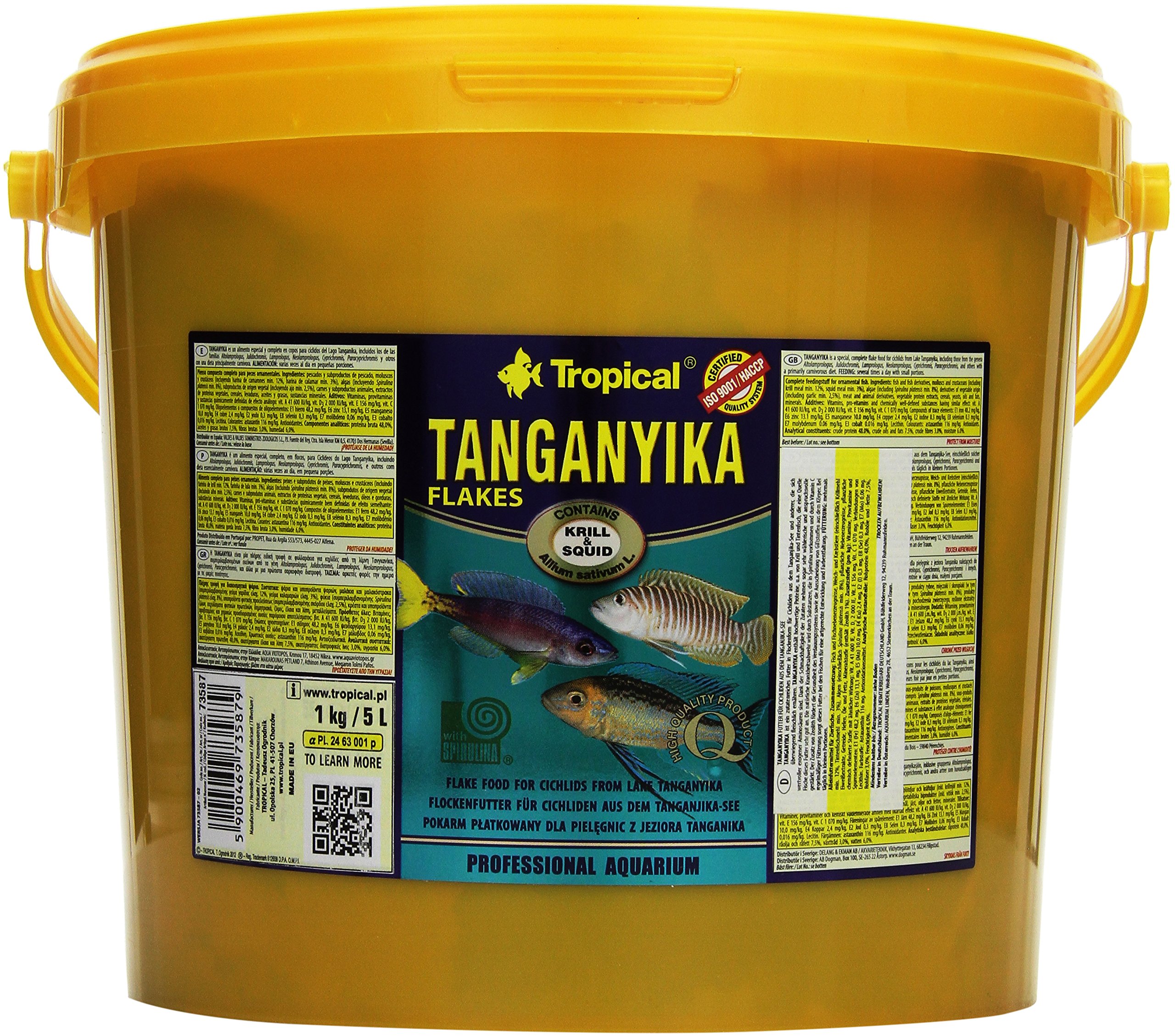 TANGANYIKA 5L / 1kg - premium flakes food for fish, carnivorous cichlids from lake tanganyika