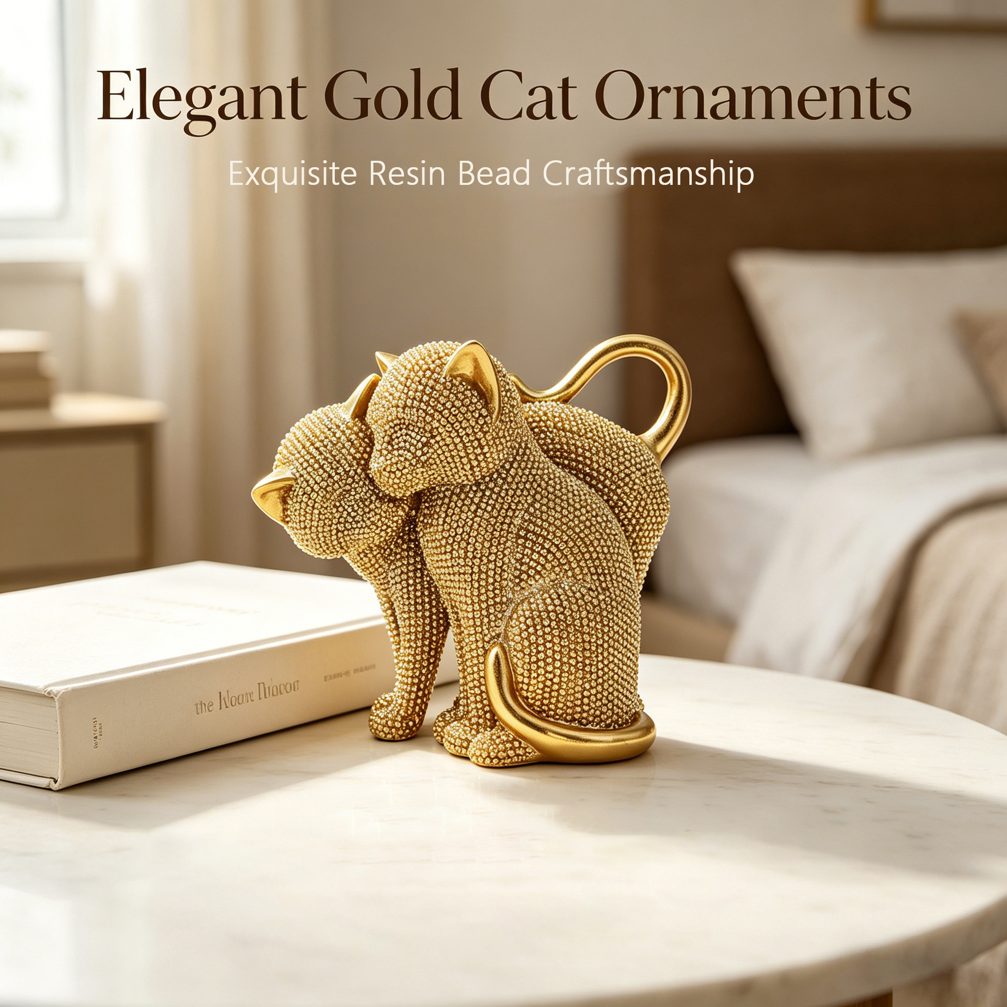 Estatua de gato moderna de resina con textura brillante miniatura 7
