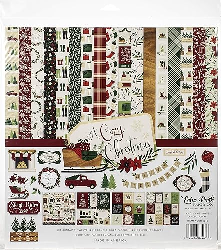 Echo Park Paper Company papel, rojo, verde, negro, crema, grano de madera 12.0 x 12.0 in