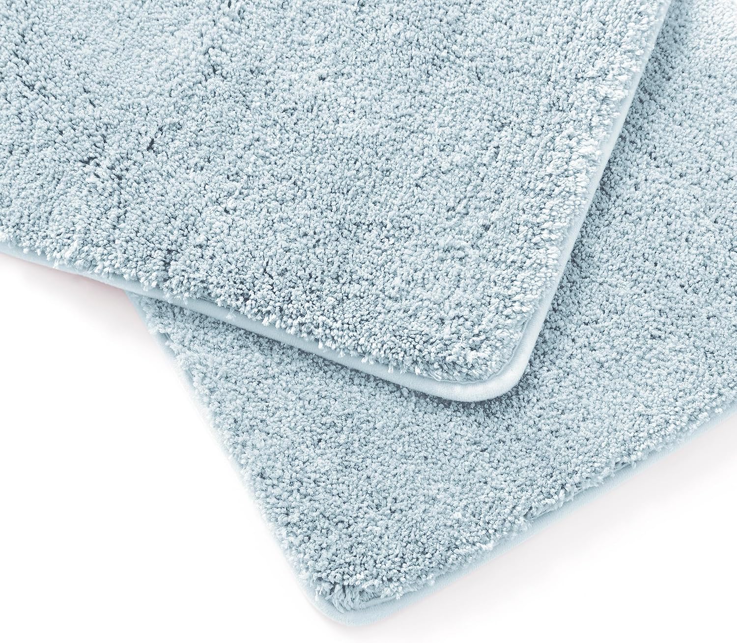 YHF Bathroom Rug Set 2 Piece, Extra Thick & Soft Microfiber Shaggy, Machine Washable Bath Mats, Absorbent Bath Rugs, Non-Slip Rubber Backing Bath Mat for Bathroom Floor, Tub and Shower, Blue Shell