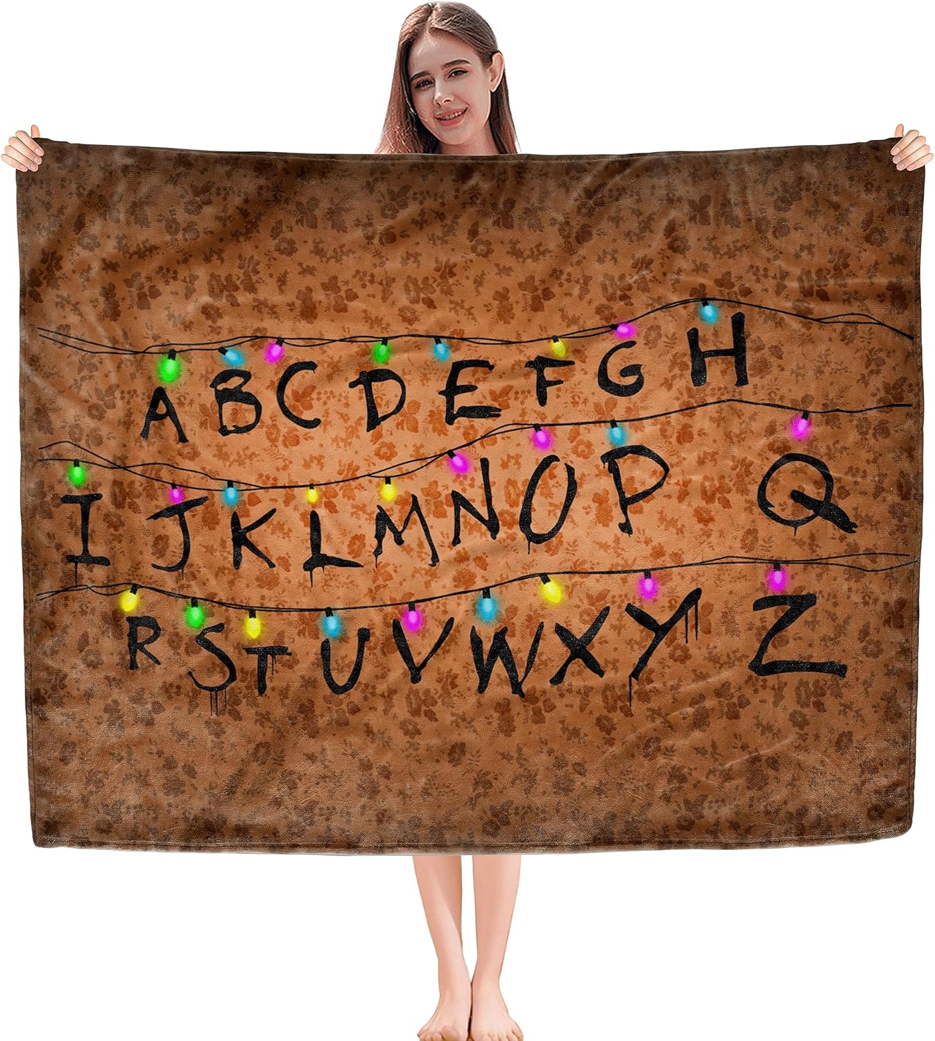 nueyes Stranger Blanket Christmas Lights Alphabet Blanket