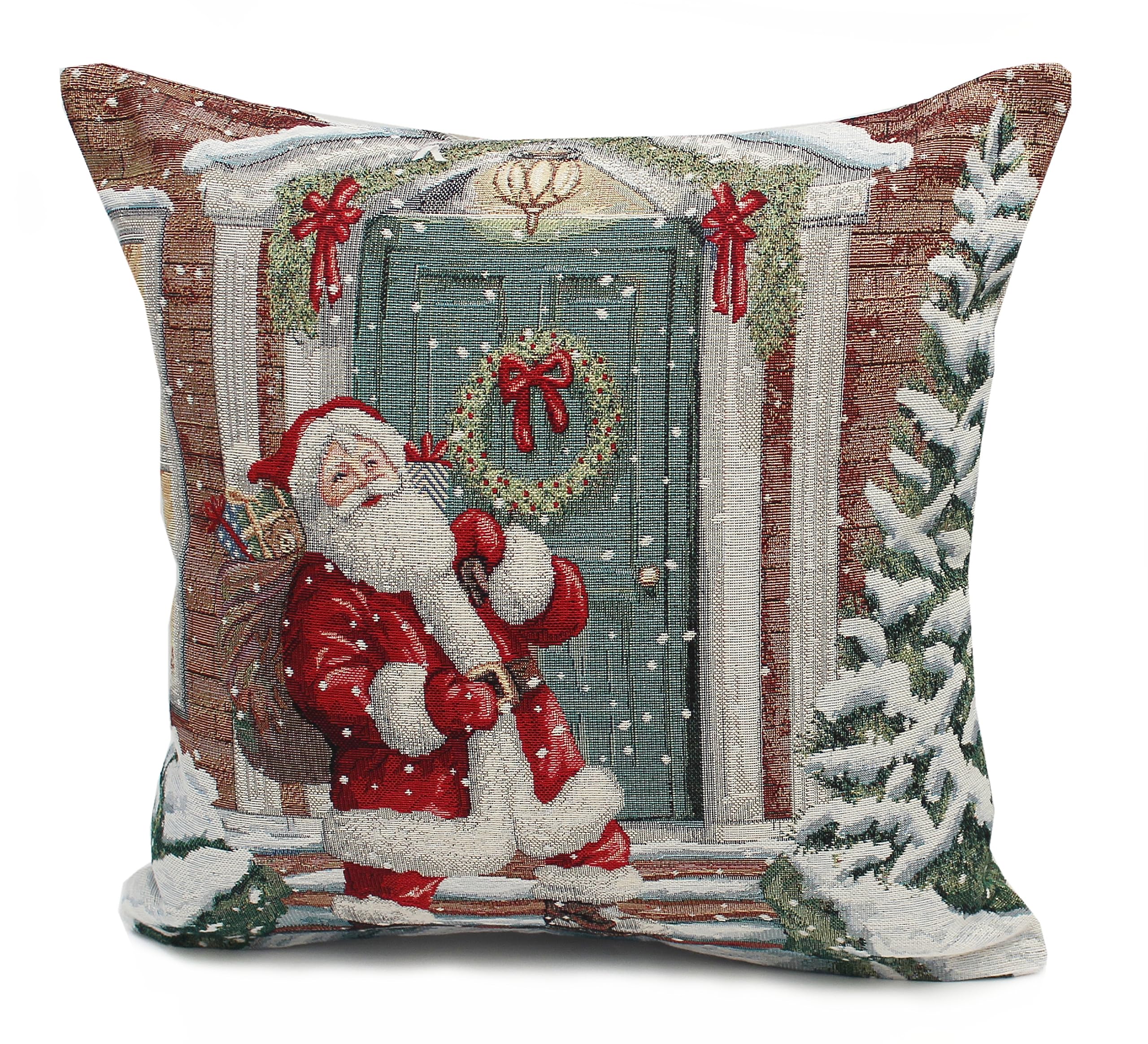 Peggy Wilkins Textiles Santas In Town Christmas Tapestry Cushion - 45cm x 45cm