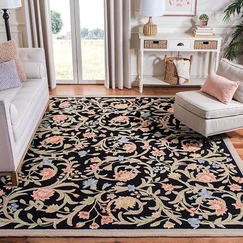 SAFAVIEH Chelsea Collection Area Rug - 9' x 12', Black, Hand-Hooked French Country Wool, Ideal for High Traffic Areas in