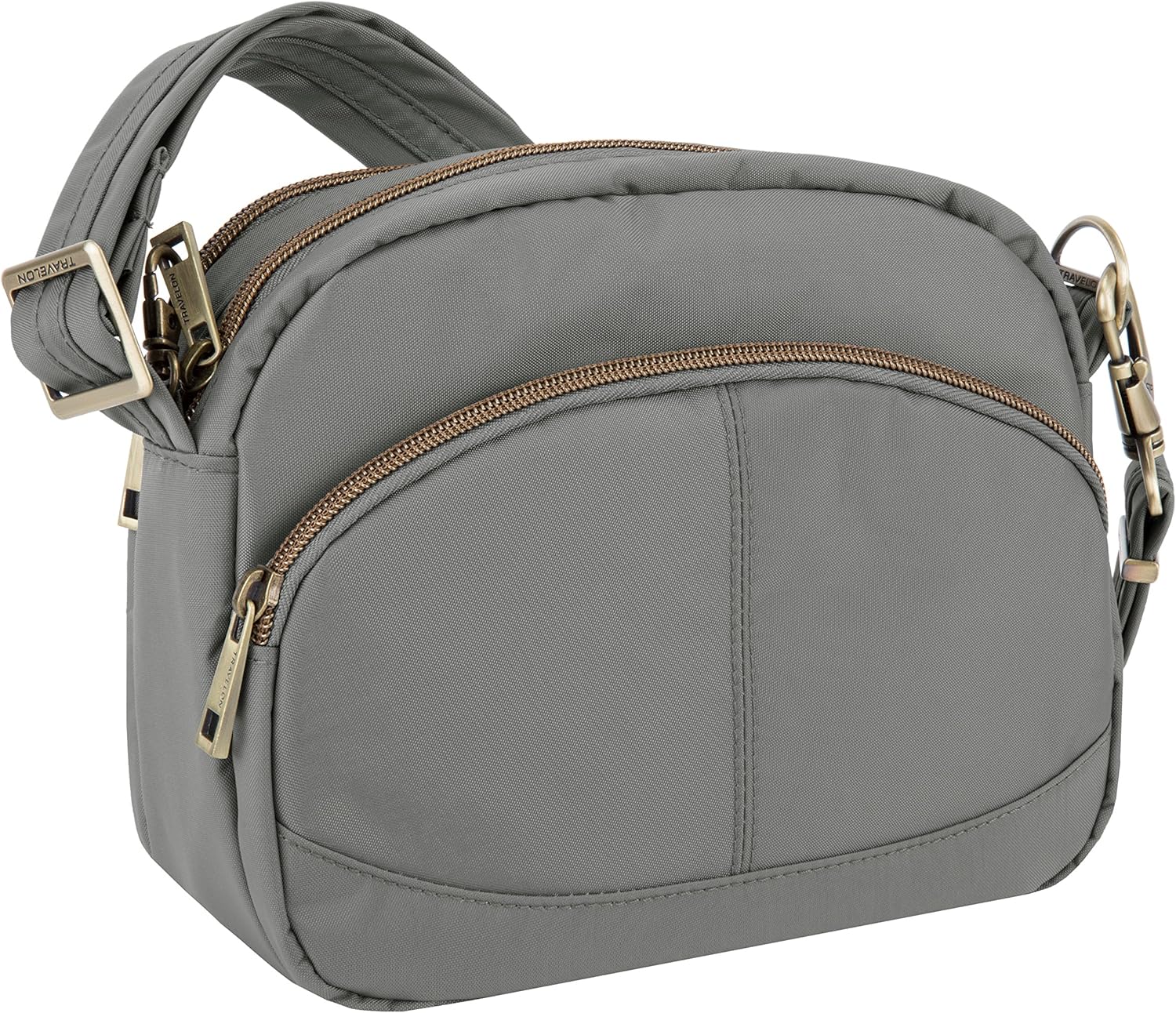 Travelon AntiTheft Signature E W Shoulder Bag, Pewter