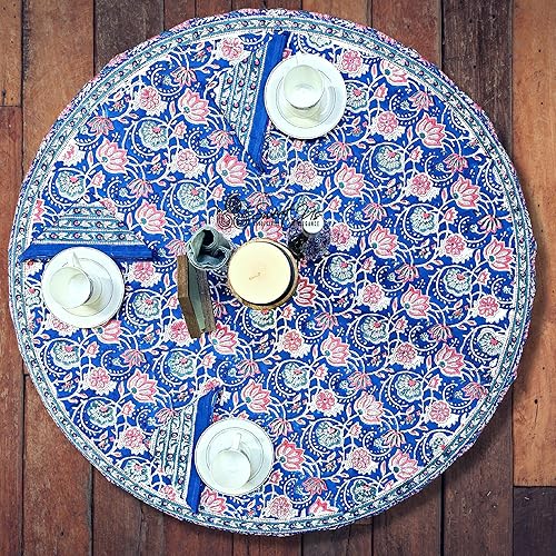 Miniatura 2 de Sweet Us Lotus Dreams - Mantel de algodón y una servilleta gris, mantel floral para cocina, mantel para interiores y exteriores, dije de zafiro,