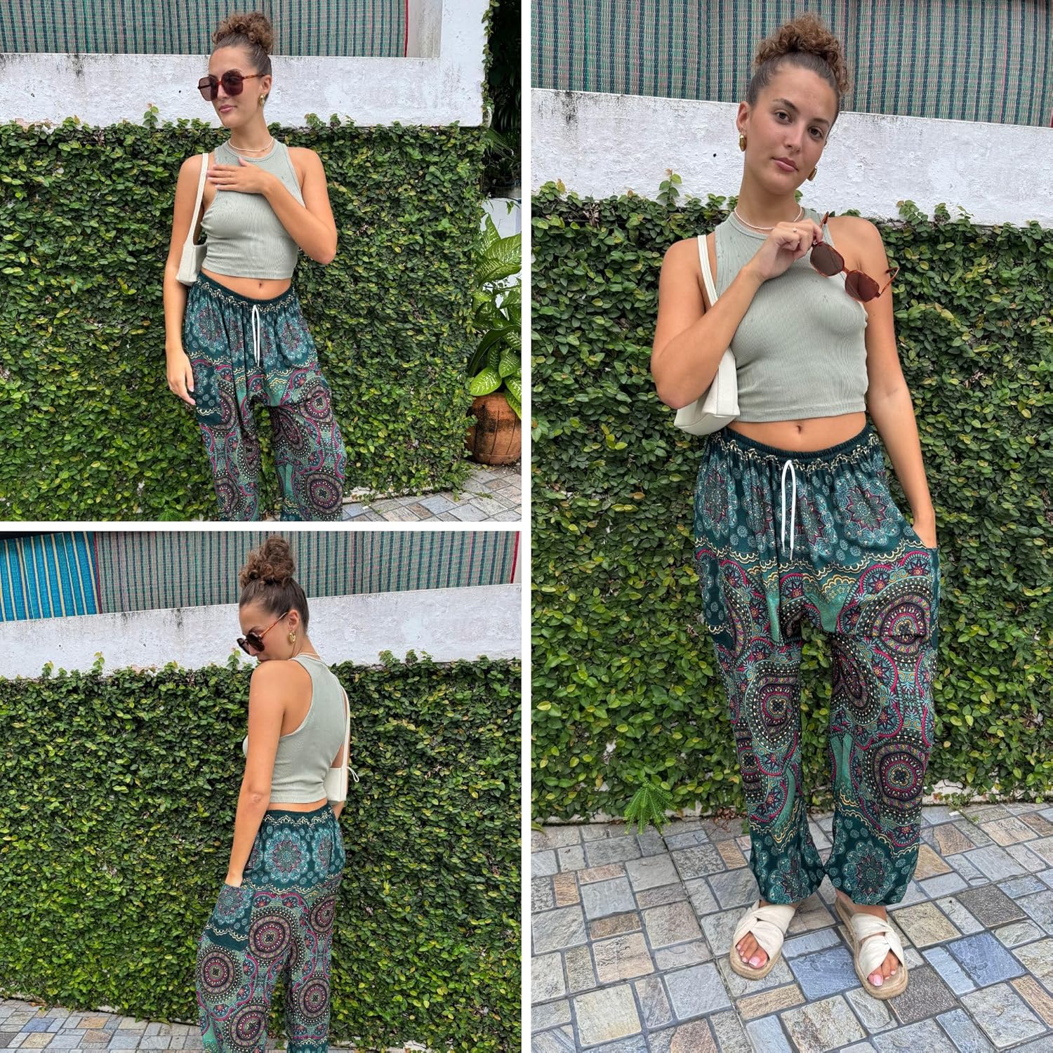 Tranquil Threads Women's Harem Pants with Pockets and Drawstring, Hippie Boho Yoga Clothes - Image 5