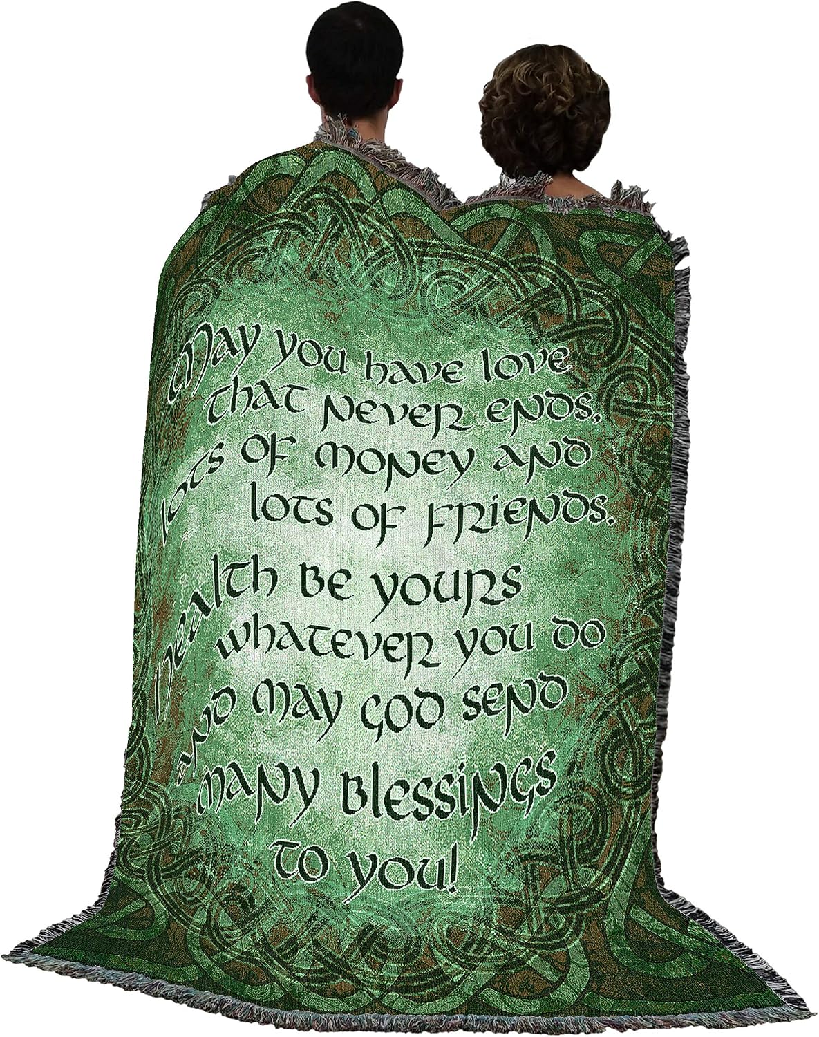 Pure Country Weavers Irish Blessing Blanket - May You Have Love, Lots of Money and Lots of Friends - Celtic Gift Tapestry Throw Woven from Cotton - Made in the USA (72x54)