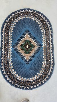 Southwest Native American Oval Area Rug Blue Design #D143 3ftx4ft7in.oval