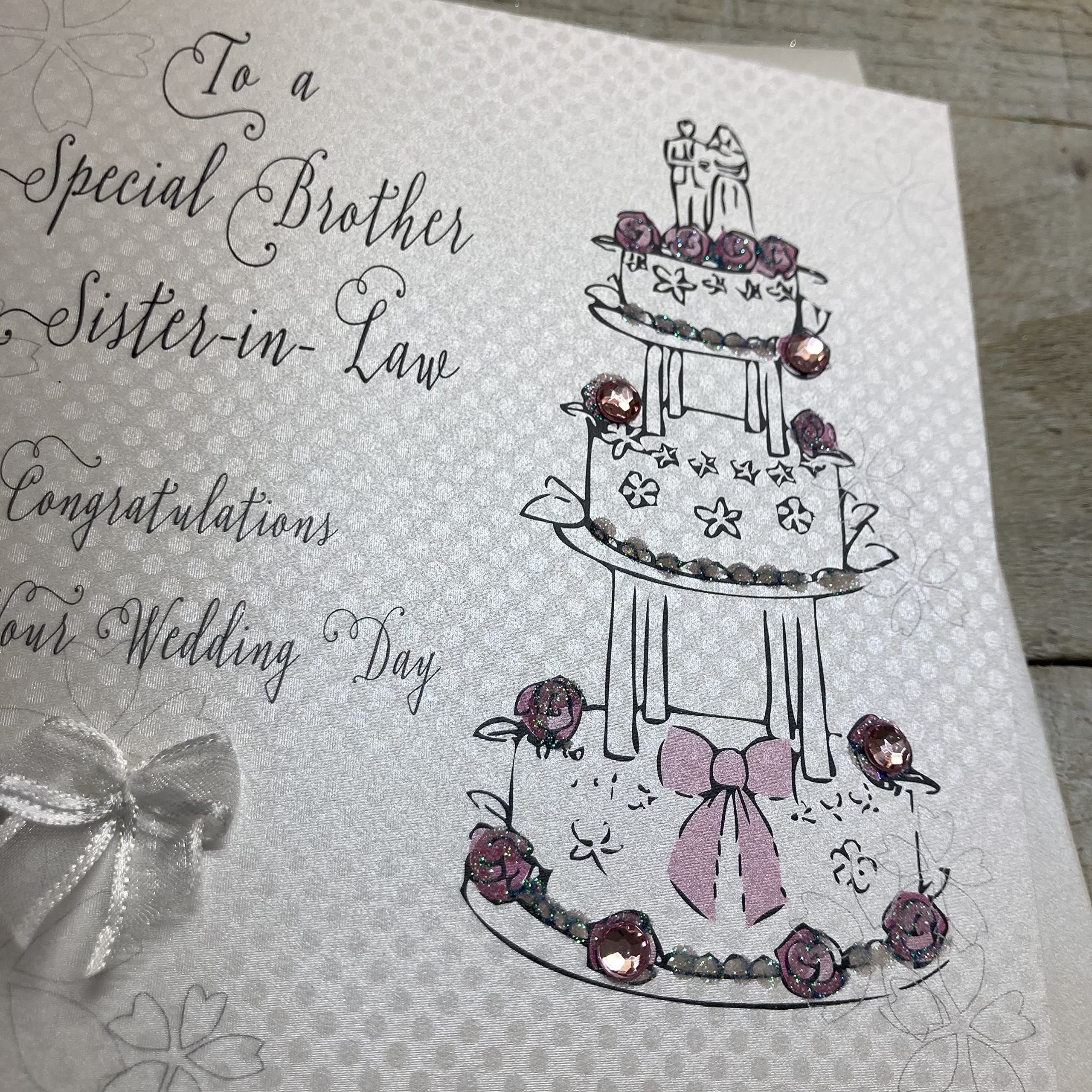 White Cotton Cards Hochzeitskarte – Handgefertigt, 22x22 Cm, Mit Strass, Für Brautpaar